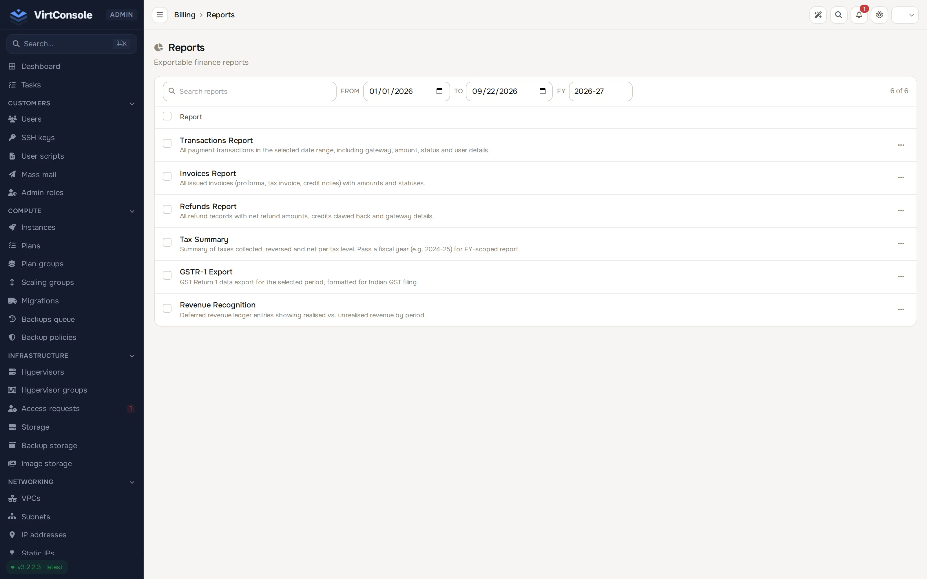 Billing reports