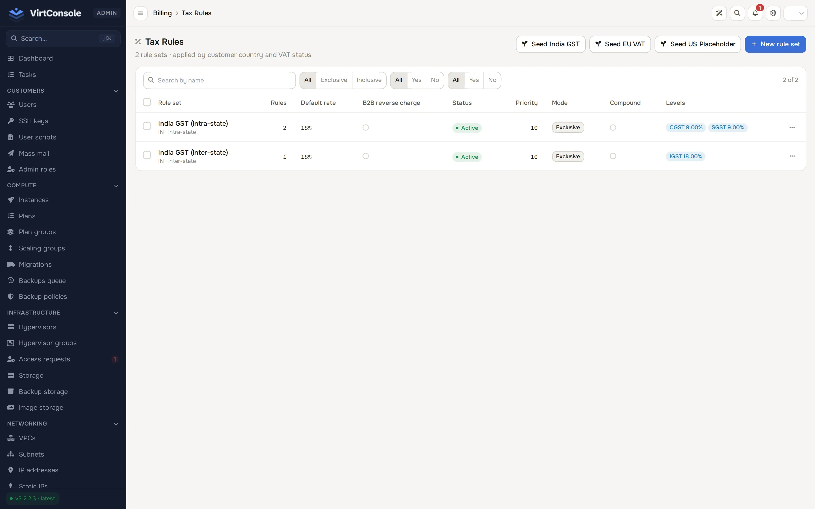 Tax rule sets