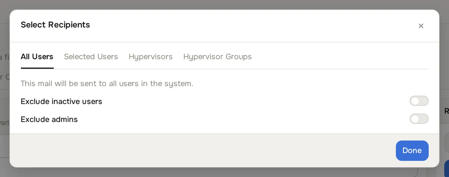 Mass mail select recipients dialog