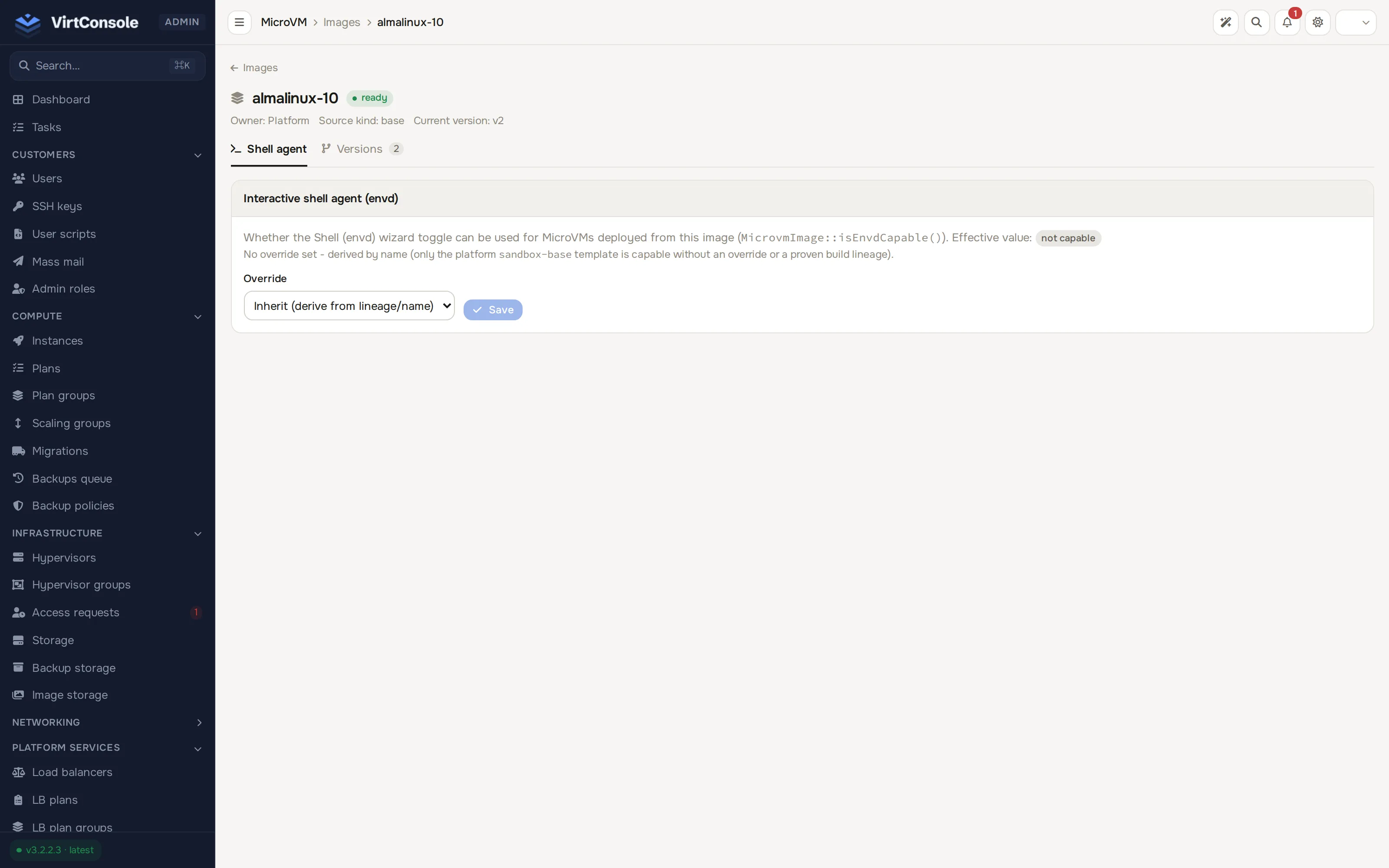 Admin image detail page