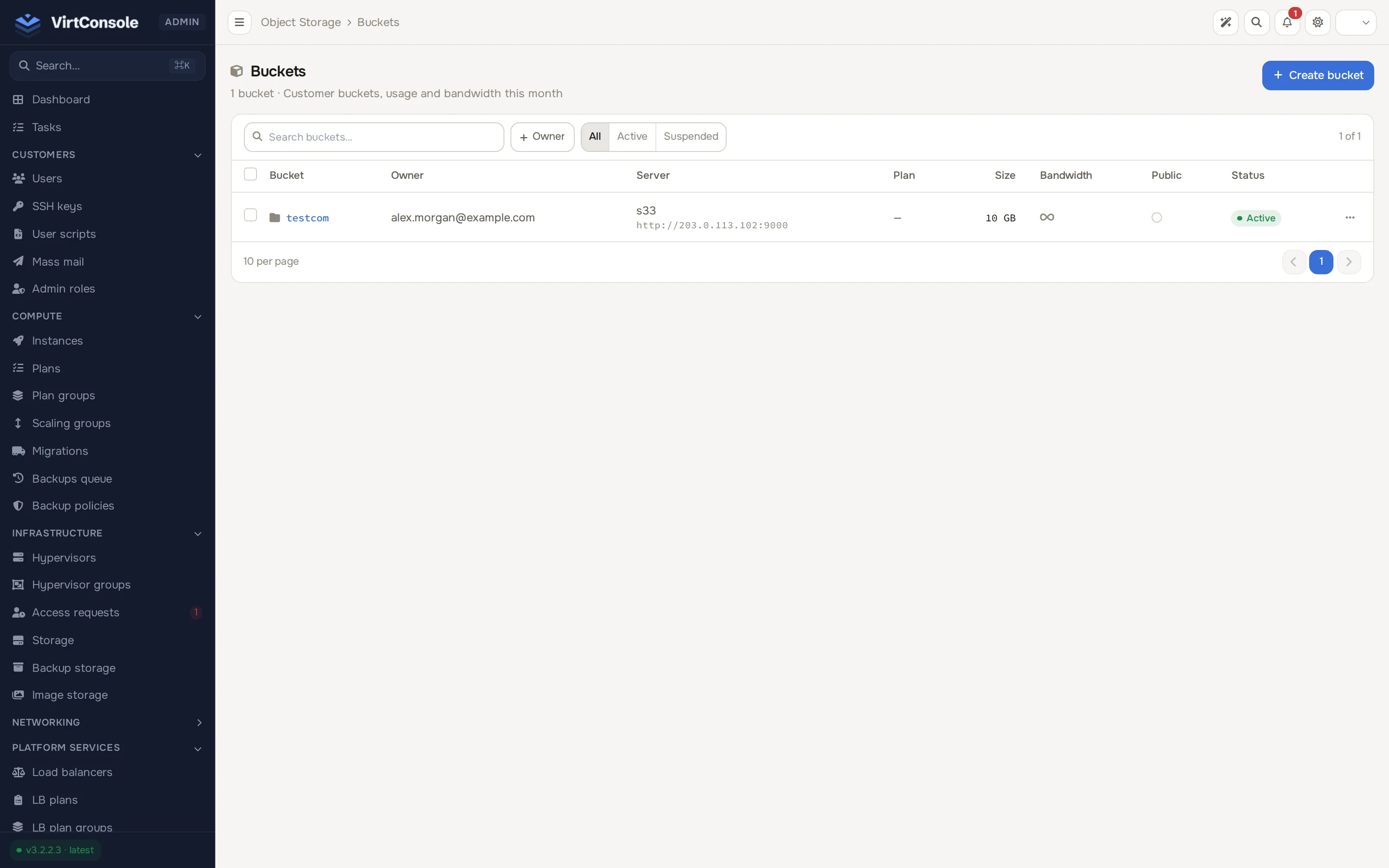 S3 buckets list