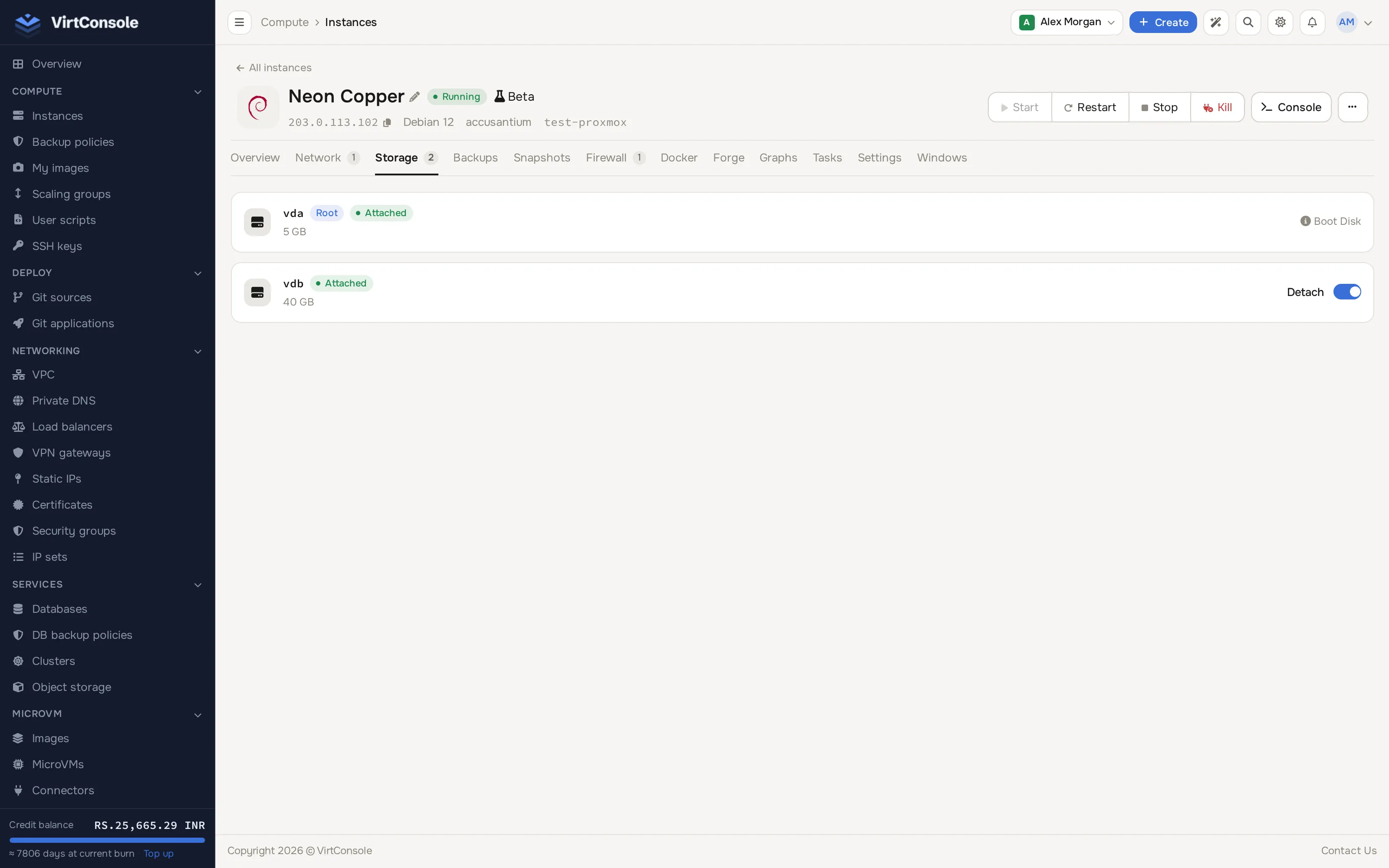 Instance disk list