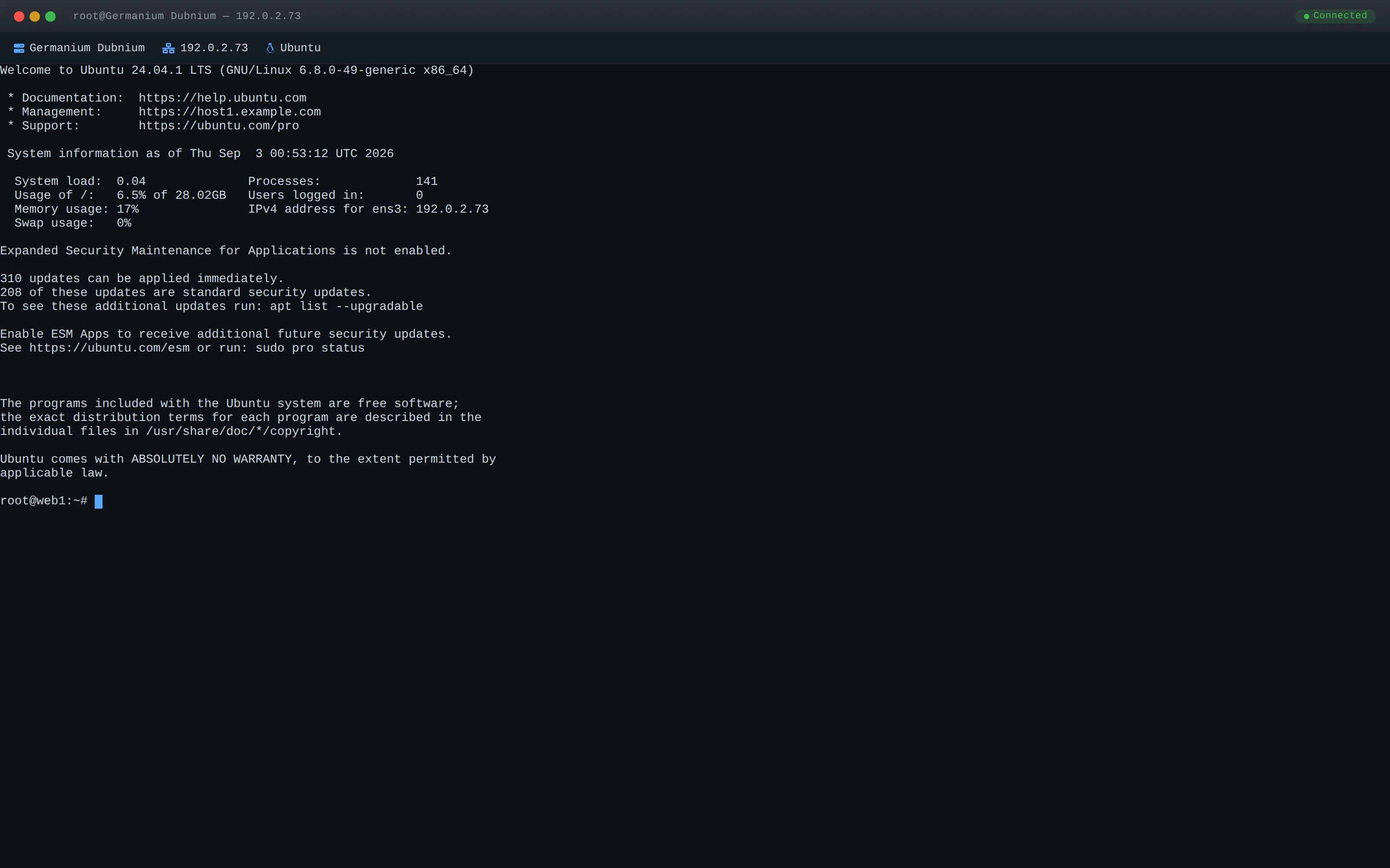 Web SSH terminal in a browser tab