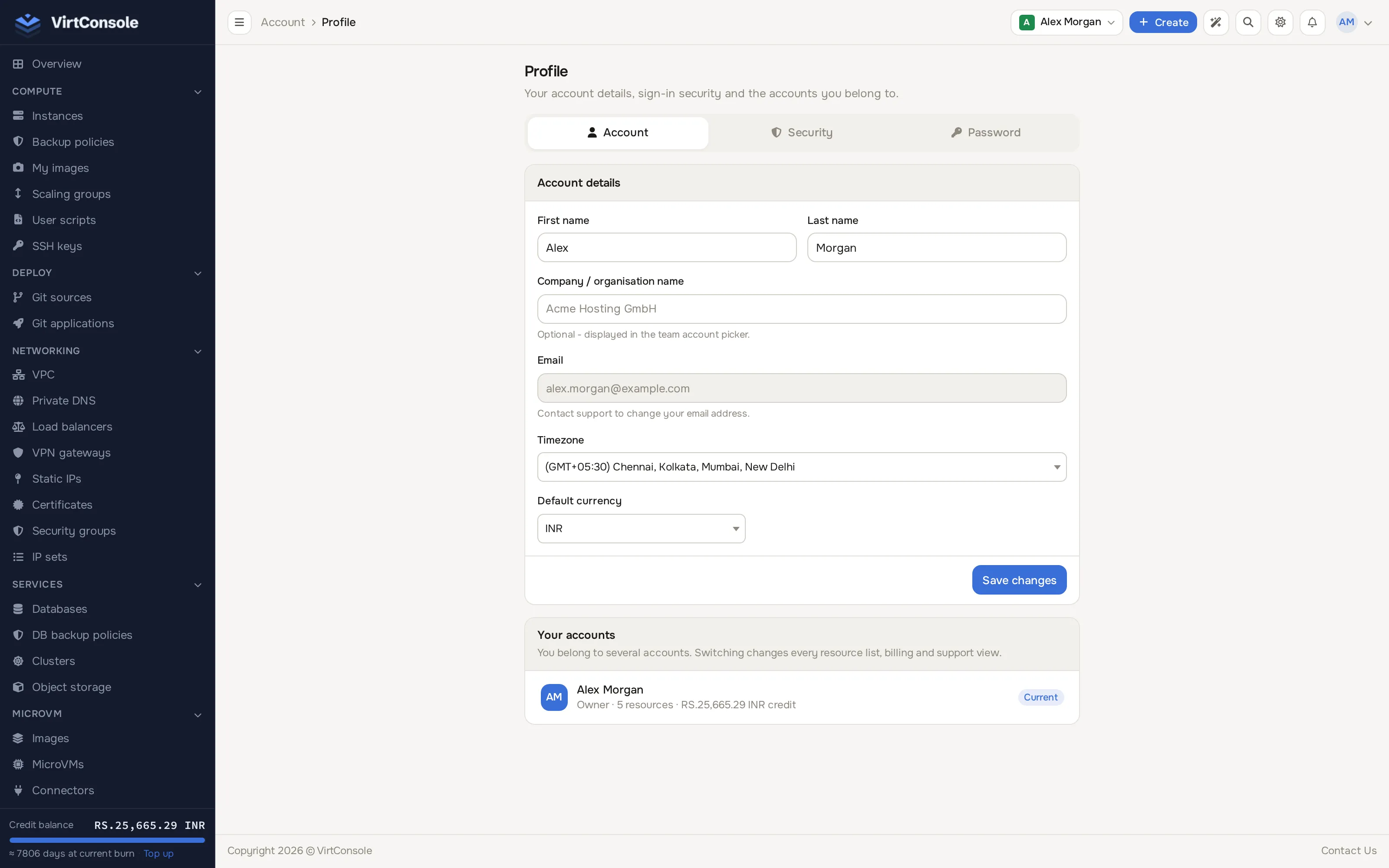 Profile page