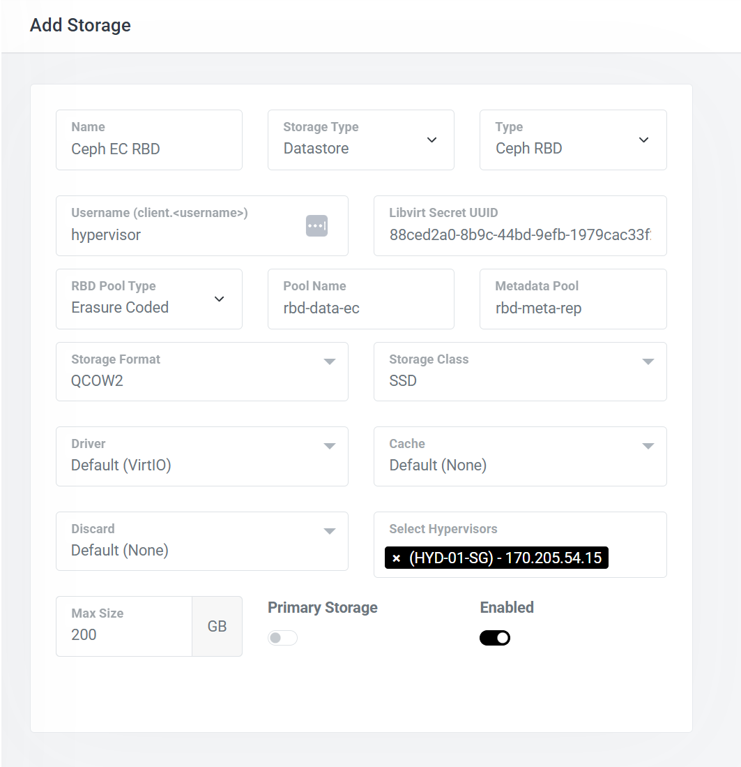 Add Storage Configuration