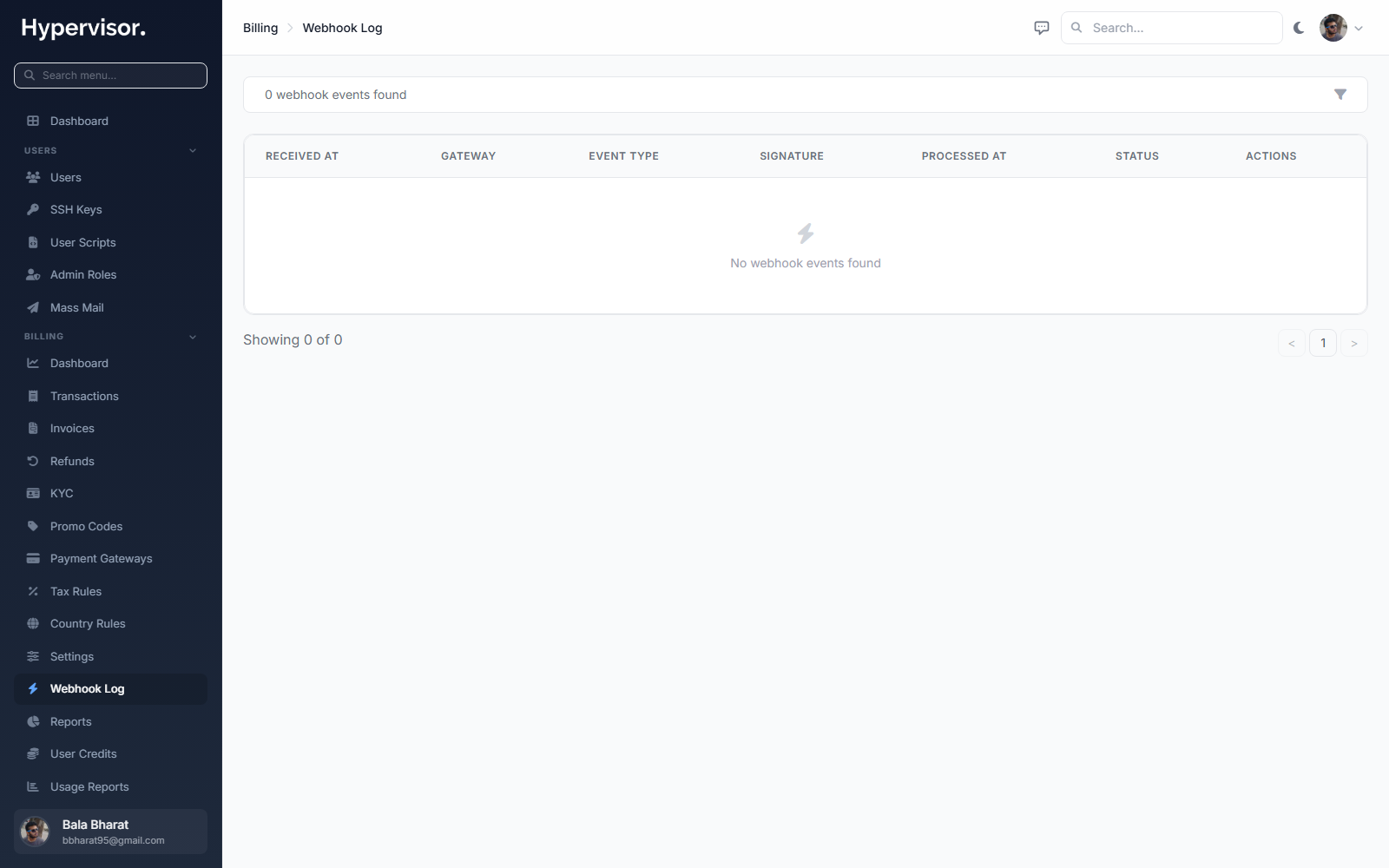 Webhook events