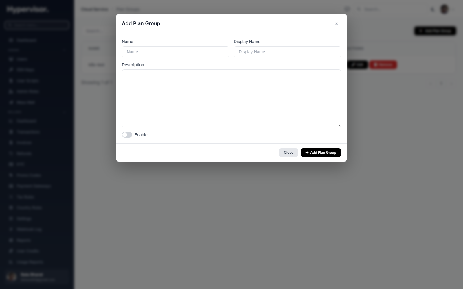 Create plan group form
