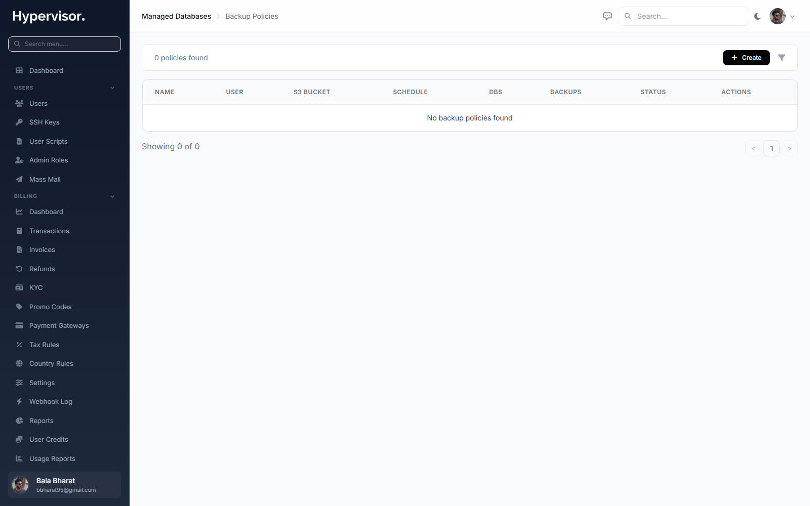 Admin Database Backup Policies