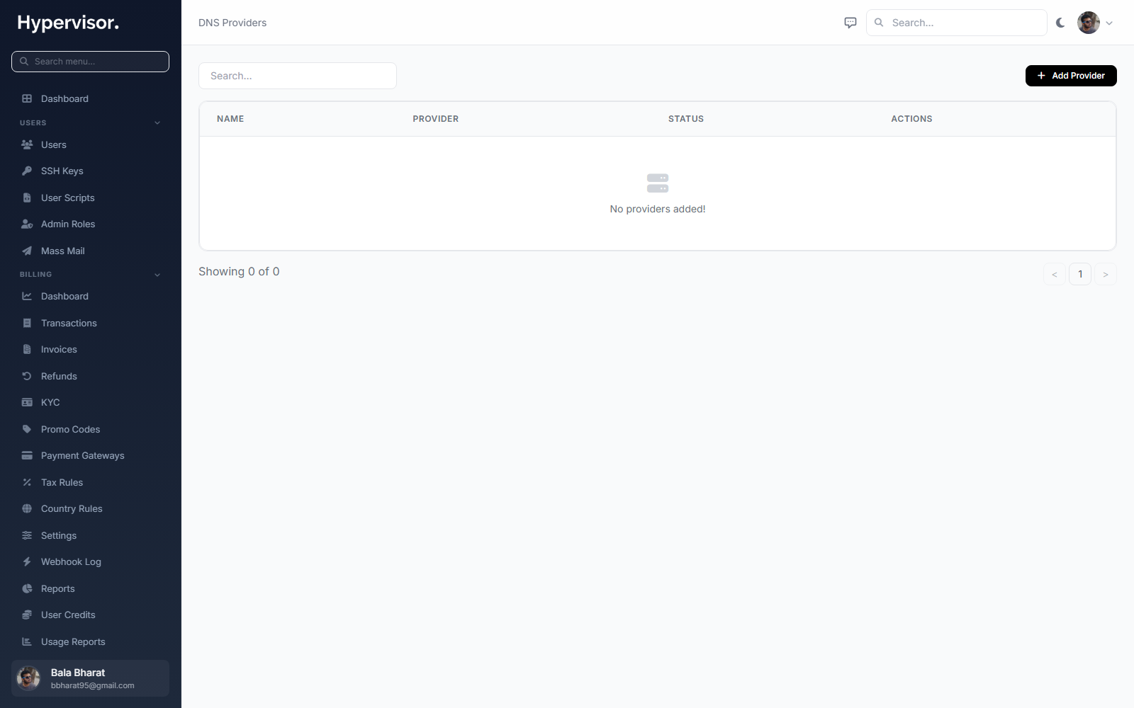 Admin DNS Providers list