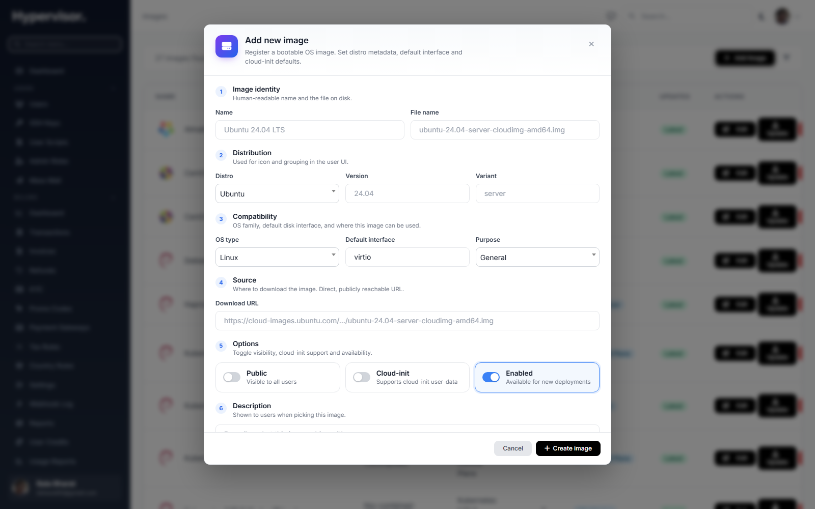 Add Image modal