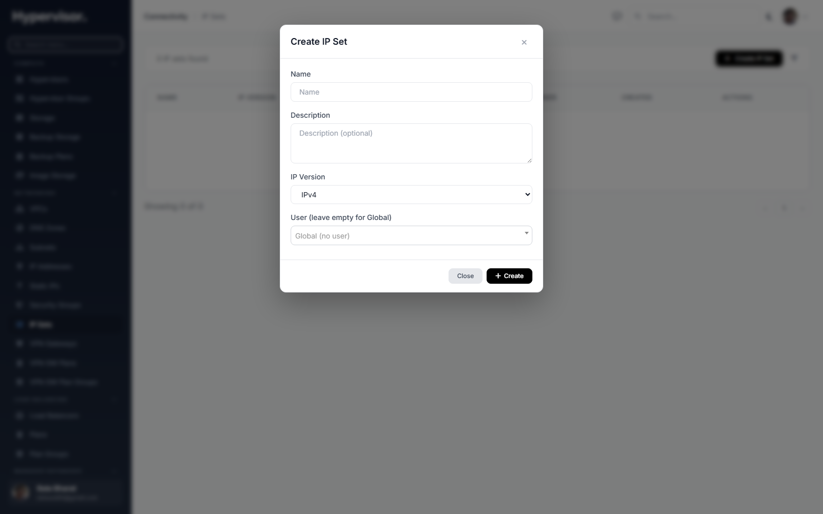 Create IP set form