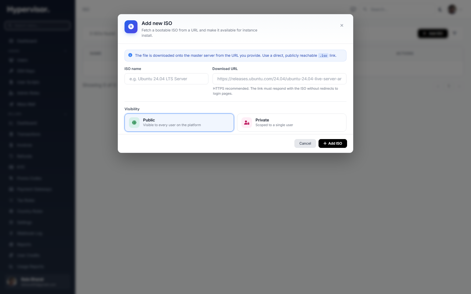 Create ISO form