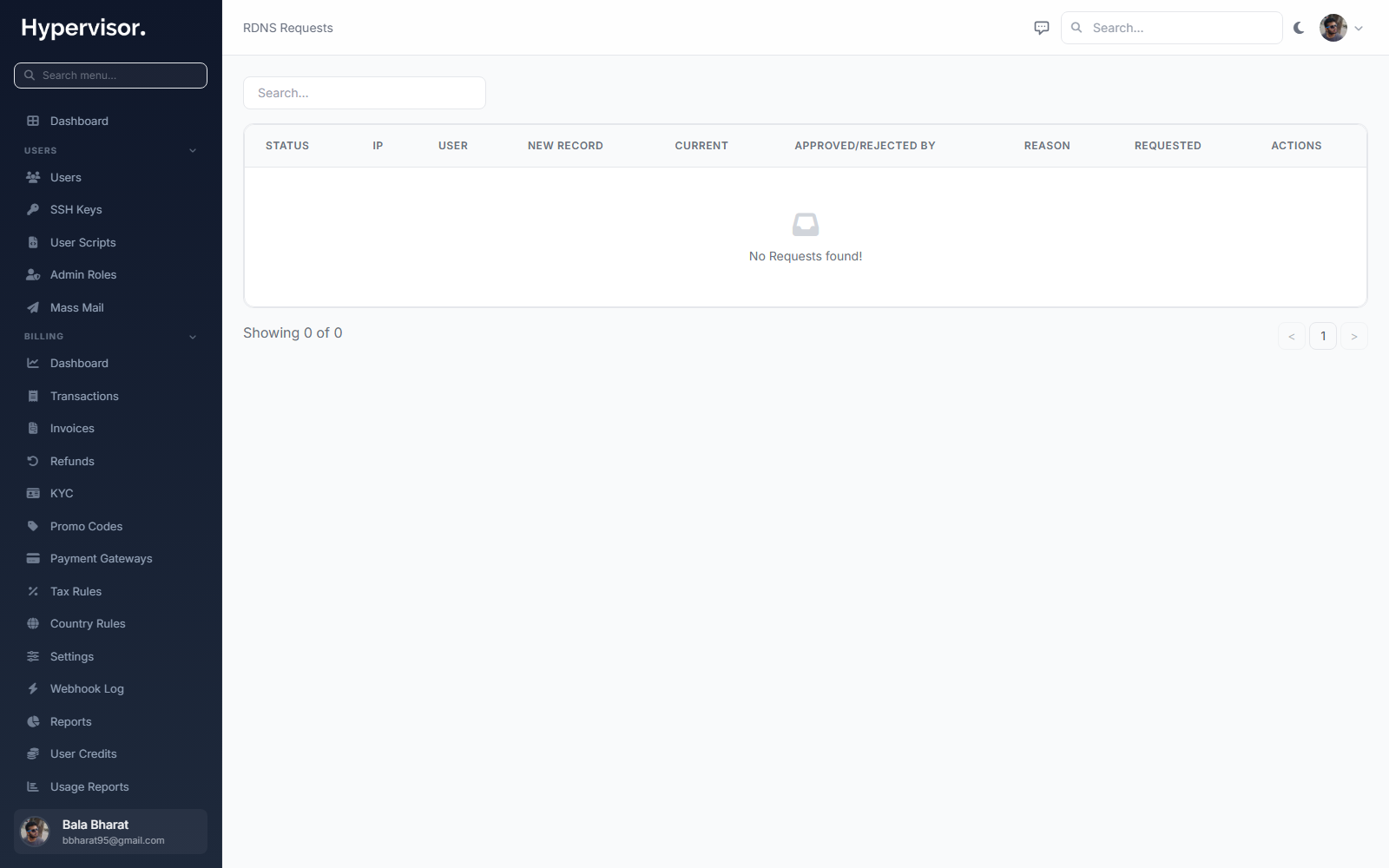 Admin reverse DNS requests
