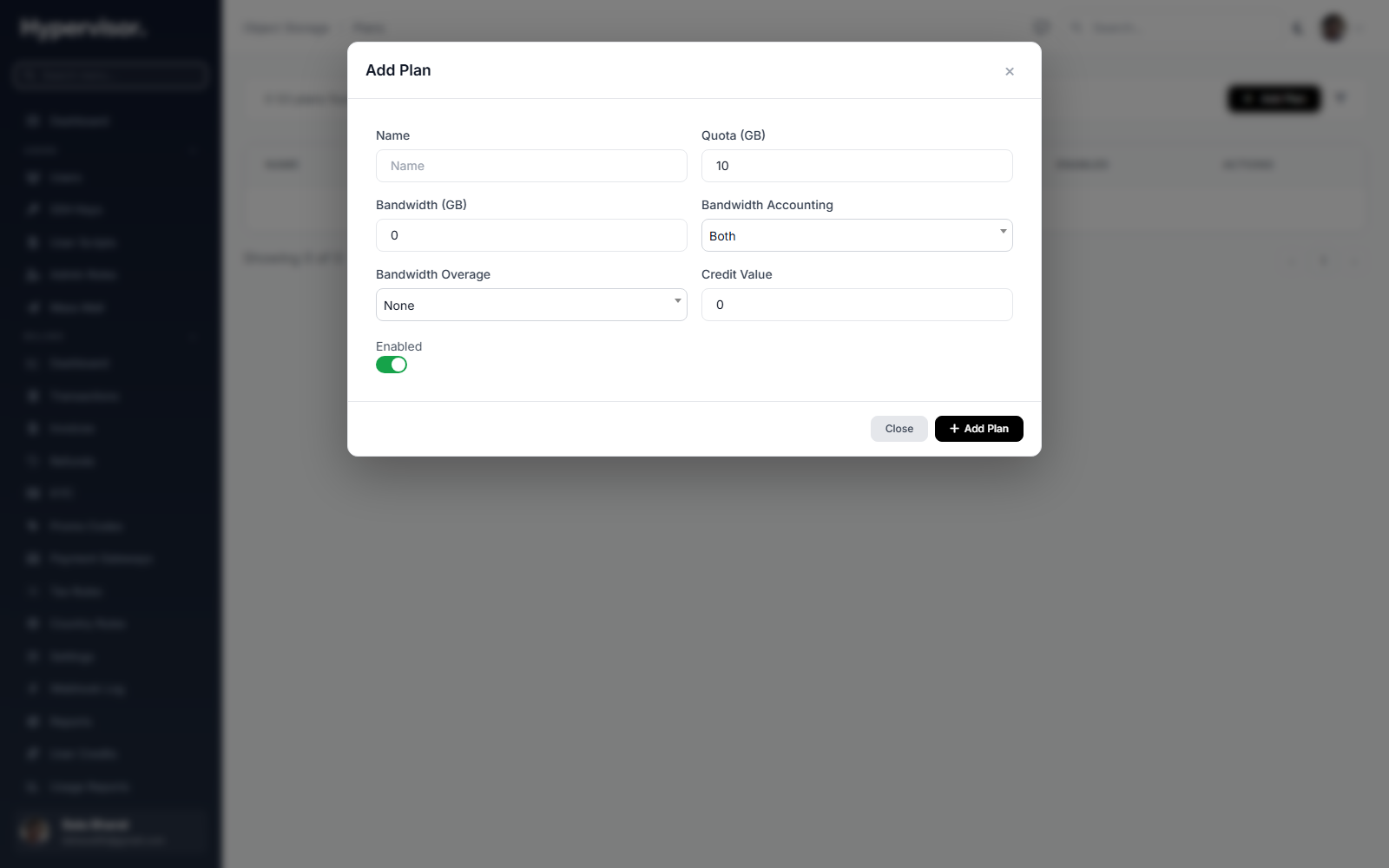Create S3 plan form