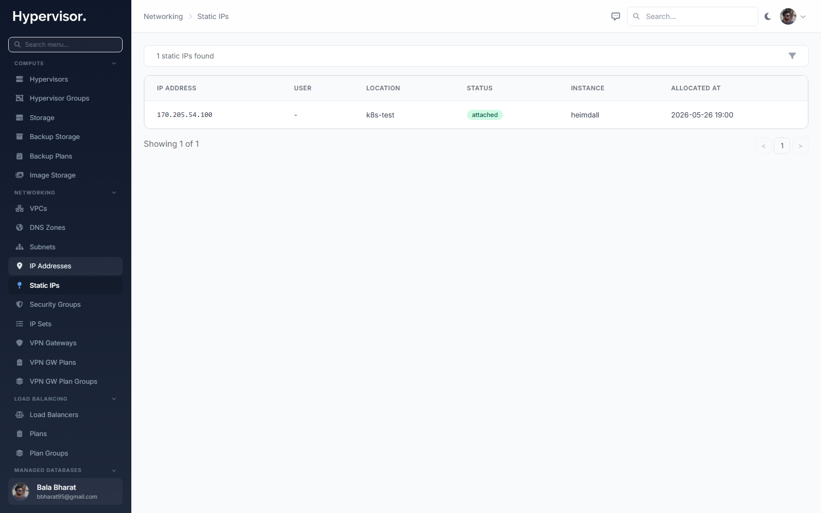 Allocate static IP form