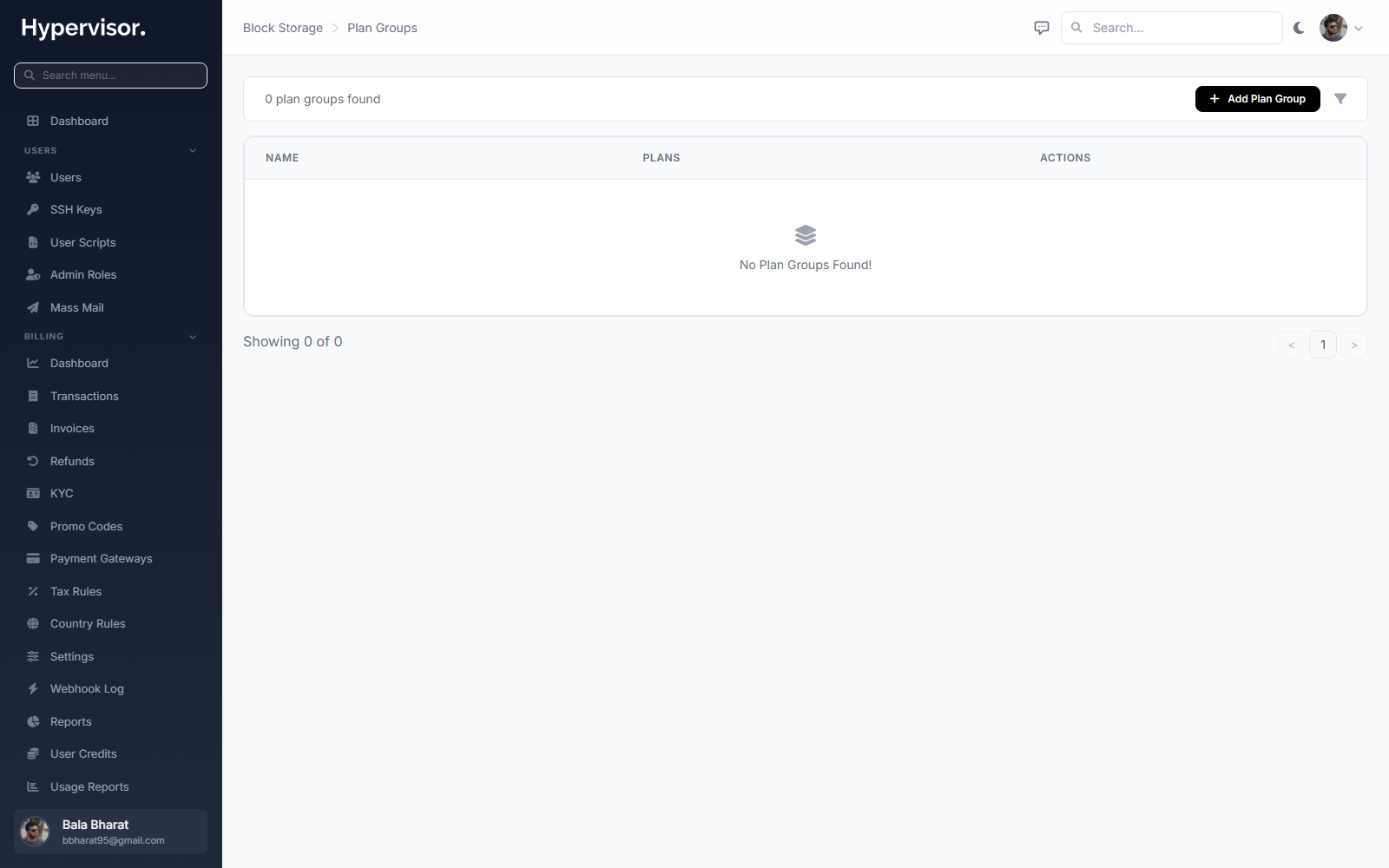 Admin Volume Plan Groups