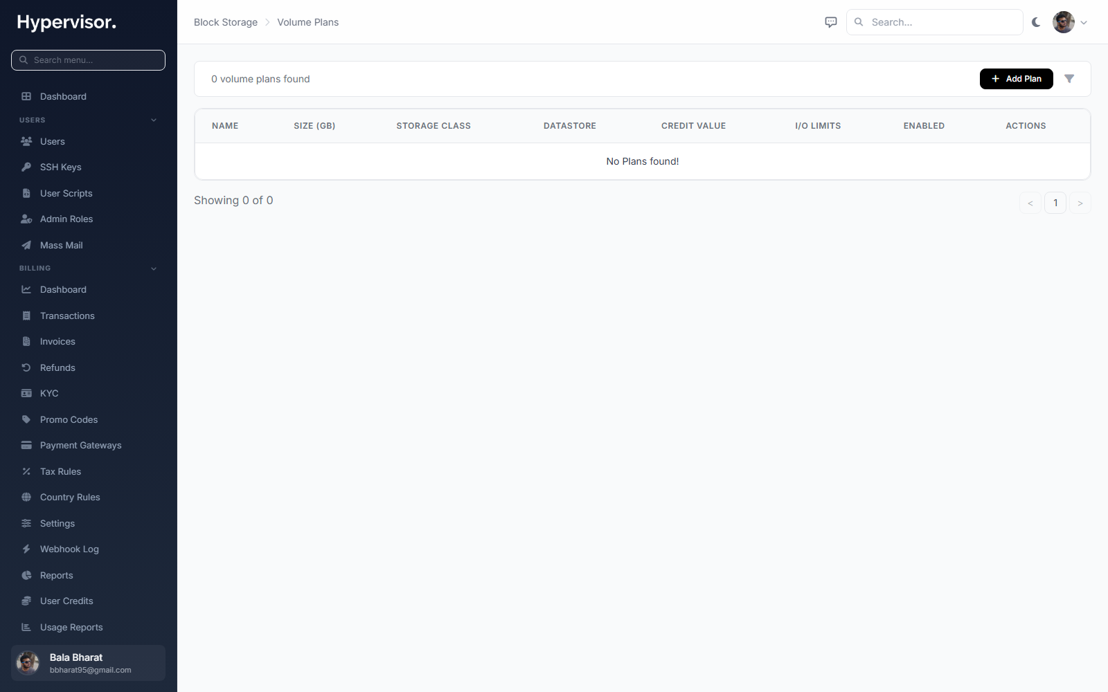 Admin Volume Plans