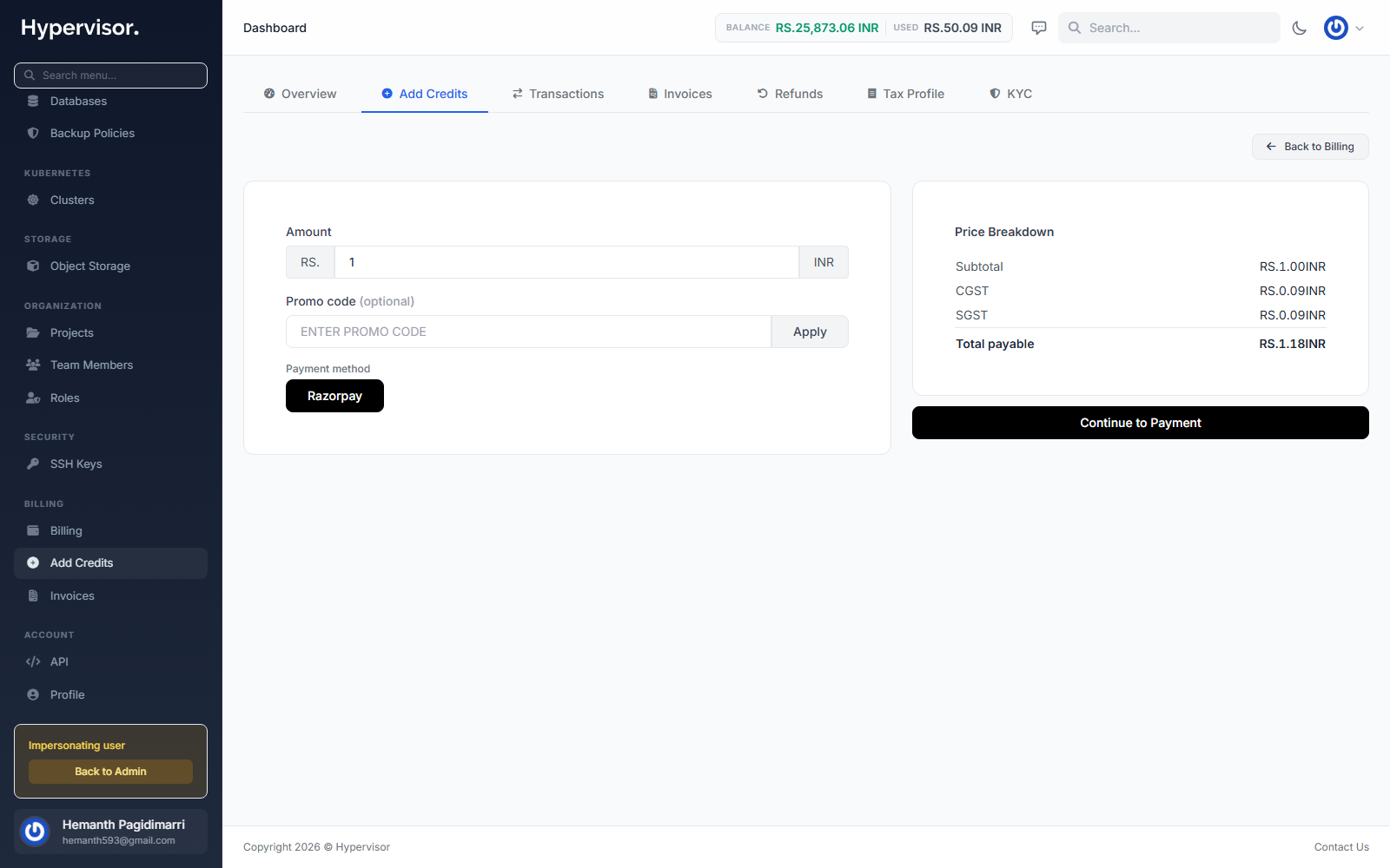 User create load balancer form