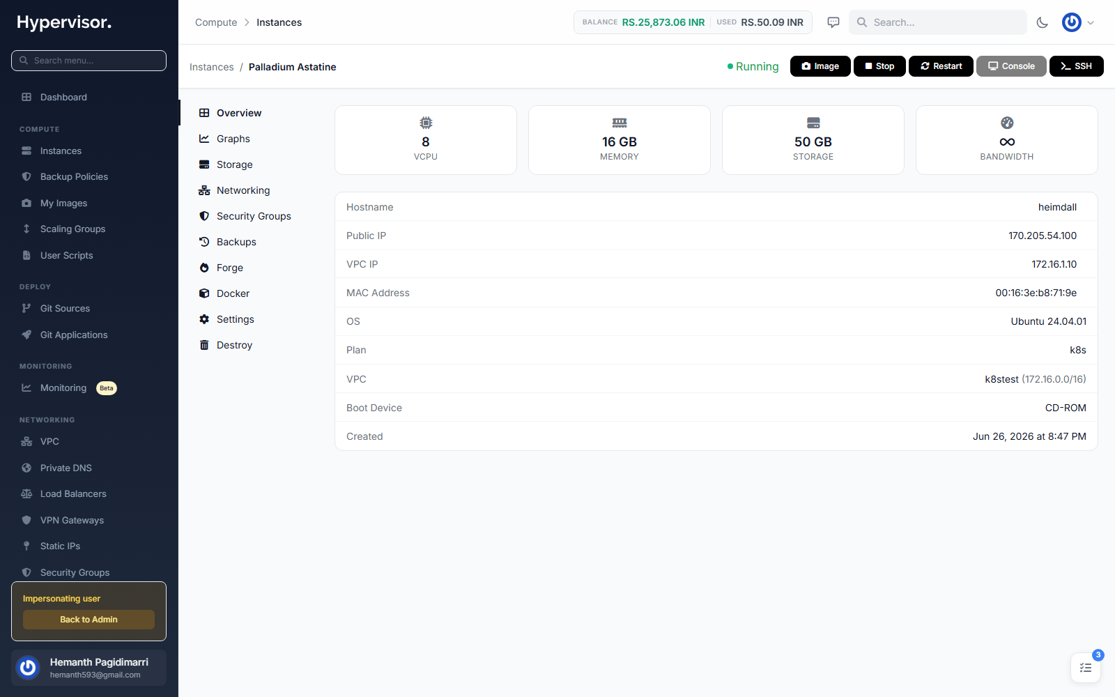 Instance deployment in progress